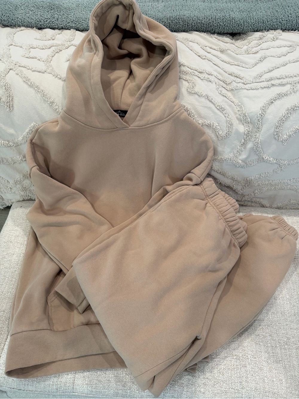 Trendy Girl Neutral Beige Cozy Hoodie & Sweatpants Set